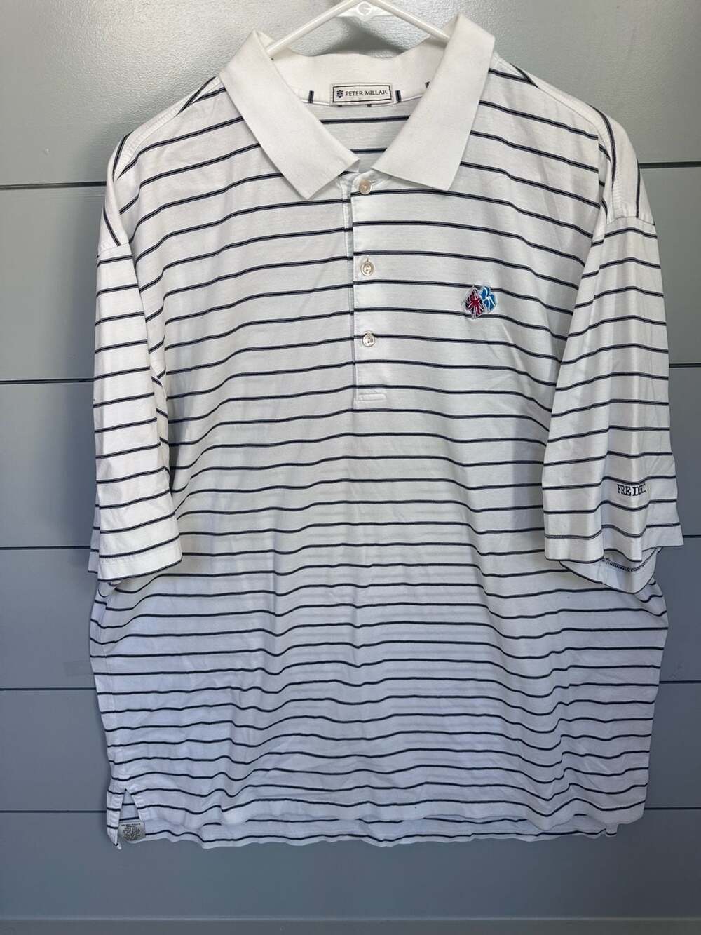 Vintage Peter Millar Polo Shirt XL Frederica Golf Club Union Jack Scotland logo